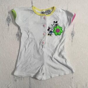 Vintage Mickey & Co Minnie Mickey Floral Romper One Piece Girls 3T Terry Ckoth